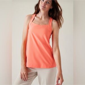 Athleta Arrival Tank Solid Orange Anti Wrinkle Breathable Stretch NWT